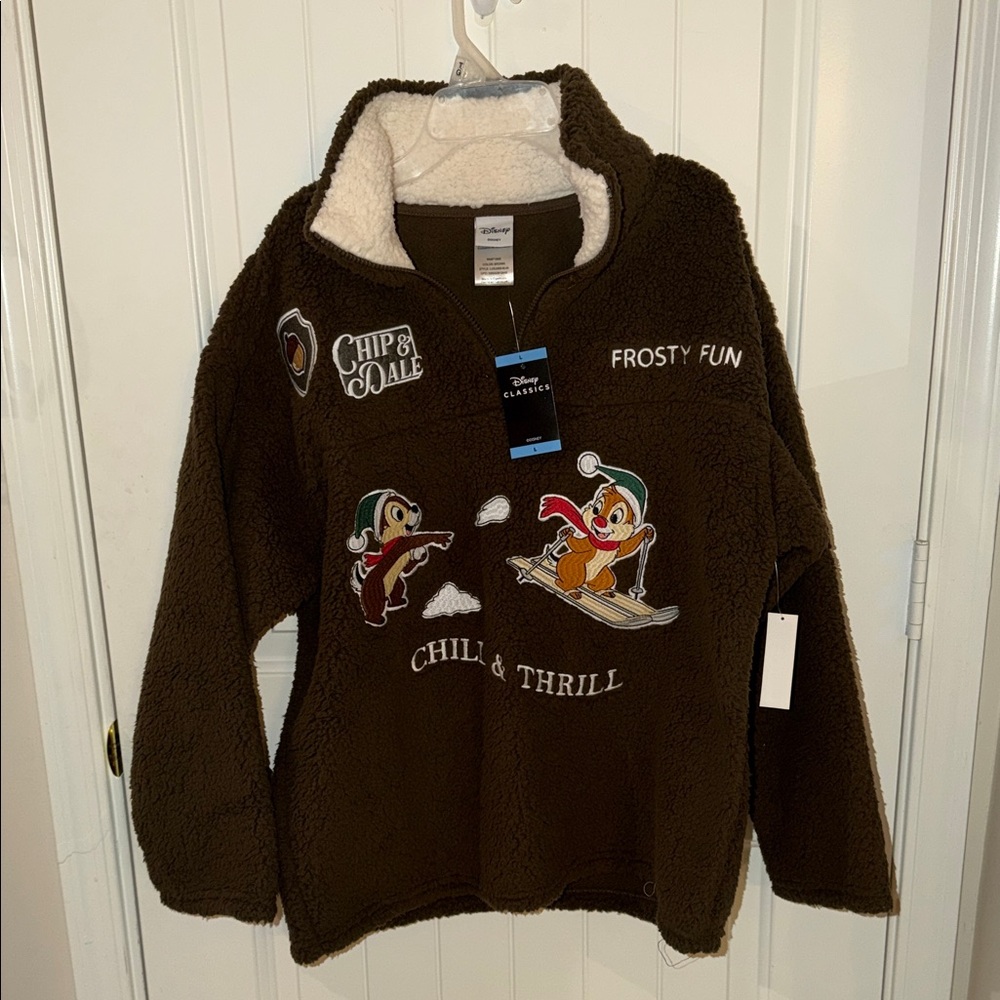 Disney Brown Fleece Hoodie with Chip & Dale
